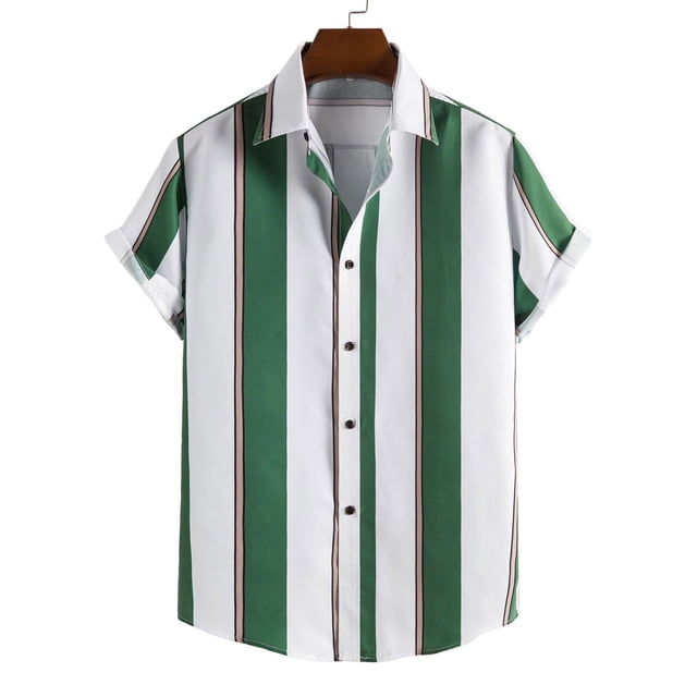 CEHVOM Chemise Décontractée à Rayures pour Homme à Manches Courtes Mode Ample Grande Taille