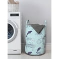 thumbnail image 3 of Nautical Laundry Bag, Continuous Waves with Seahorse Starfish and Dolphins, Hamper Basket with Handles Drawstring Closure for Laundromats, 13" x 19", Baby Blue Pale Blue, by Ambesonne, 3 of 4
