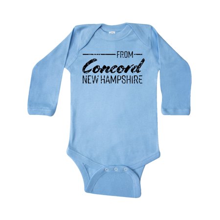 

Inktastic From Concord New Hampshire in Black Distressed Text Gift Baby Boy or Baby Girl Long Sleeve Bodysuit