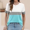 thumbnail image 6 of Shirts for Women Short Sleeve Round Neck Striped Printed Casual T-shirt Light Blue XXXL, 6 of 6