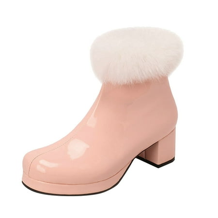 

fvwitlyh Ankle Boots for Women Booties Women Boots Low Heel Women Ankle Boots Autumn And Winter Fashion Simple Solid Wool Boots for Women 10