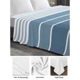 thumbnail image 6 of Blue Ombre Stripe Queen Size Flat Sheet, Wrinkleproof & Fadeproof Cooling Flat Bed Sheet Only, Farmhouse Striped Gradient Breathable Soft Bedding Top Sheets 90 x 102 Inches, 6 of 8