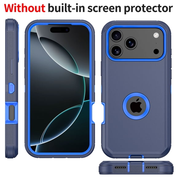 Misty for iPhone 17 Pro Case Military Grade Heavy Duty Protection 3 in 1 Shockproof Durable Detachable iPhone 17 Pro 6.3 inch 2025 Phone - Dark Blue Blue
