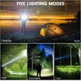 thumbnail image 3 of Linterna frontal LED recargable, 900000 lúmenes, superbrillante, con 5 modos y nivel IPX7, resistente al agua, recargable por USB, con zoom, ajustable a 90°, 3 of 4
