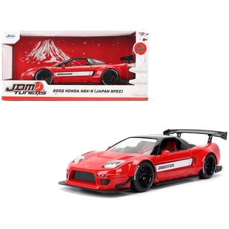 2002 Honda NSX-R RHD (Right Hand Drive) "Bridgestone" Red with Black Top and White Stripes "JDM Tuners" Series 1/24 Diecast Model Car by Jada