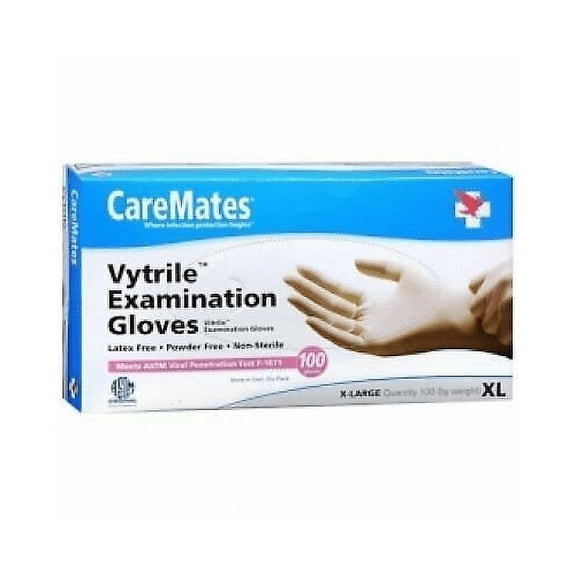 Caremates Vytrile Exam Latex & Powder Free Gloves, X-Large, 100ct, 5-Pack