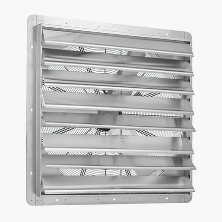 KFFKFF 36-Inch Wall-Mounted Shutter Exhaust Fan, High Airflow Ventilation with AC Motor, Durable Steel Build, Quiet Operation for Sheds, Garages, and Greenhouses, Silver