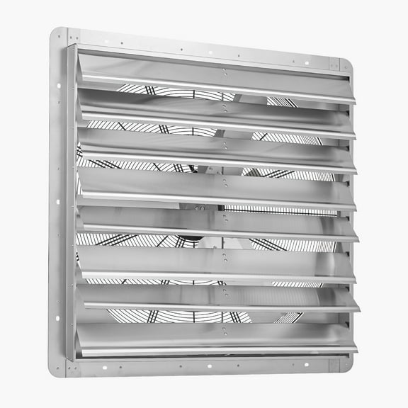 KFFKFF 36-Inch Wall-Mounted Shutter Exhaust Fan, High Airflow Ventilation with AC Motor, Durable Steel Build, Quiet Operation for Sheds, Garages, and Greenhouses, Silver