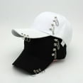 thumbnail image 4 of Unisex Ring Chain Baseball Caps Summer Metallic K-Pop Hip Hop Hat Trucker Cap, 4 of 7