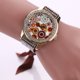 thumbnail image 4 of Reloj de cuarzo para mujer con vendaje de tela con diamantes de imitación y esfera de impresión de moda (marrón), 4 of 5