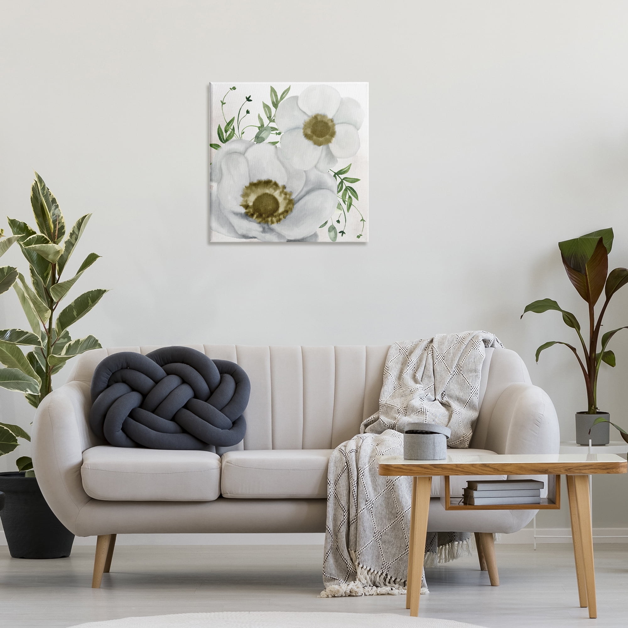 Stupell Industries Gold Centered Magnolia Plants & Flowers Painting Wrapped Canvas Art Print Wall Art, 24 x 24