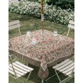 thumbnail image 2 of Square Outdoor Tablecloth with Umbrella Hole Bohemia Outside Table Cloth Waterproof Patio Table Cover Retro Farmhouse Ethnic Flowers Pattern Boho Zipper Tablecloths for Picnic Camping 54x54 Inch, 2 of 8