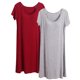 thumbnail image 1 of Camisón largo de 2 piezas para mujer, color liso, largo medio, manga corta, con copas acolchadas, para el hogar, modal, 1 of 2