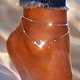 thumbnail image 2 of Tobilleras boho de doble capa con cuentas para mujer, colgantes con cuentas, cadenas para los pies, pulseras de playa y tobilleras, 2 of 5