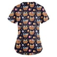 thumbnail image 2 of Nursing Uniforms For Women，Scrubs for Women 2026 Easter Bunny Eggs Print Tops for Women V Neck Stretchy Short Sleeve Nursing Shirts with Pockets，Dark Blue，XXXXL, 2 of 3