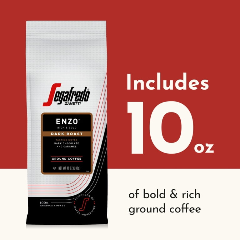Segafredo 100% Arabica Ground Coffee Enzo Dark Roast 10 oz, Rich