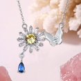 thumbnail image 2 of Dainty Women Sunflower Necklace 925 Sterling Silver Created Yellow Citrine&Sapphire Small Daisy Butterfly Pendant for Women, 2 of 6