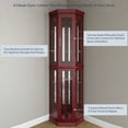 thumbnail image 4 of BELLEZE Lorona Floor Standing 5 Sided Lighted Corner Curio Cabinet, Cherry, 4 of 6