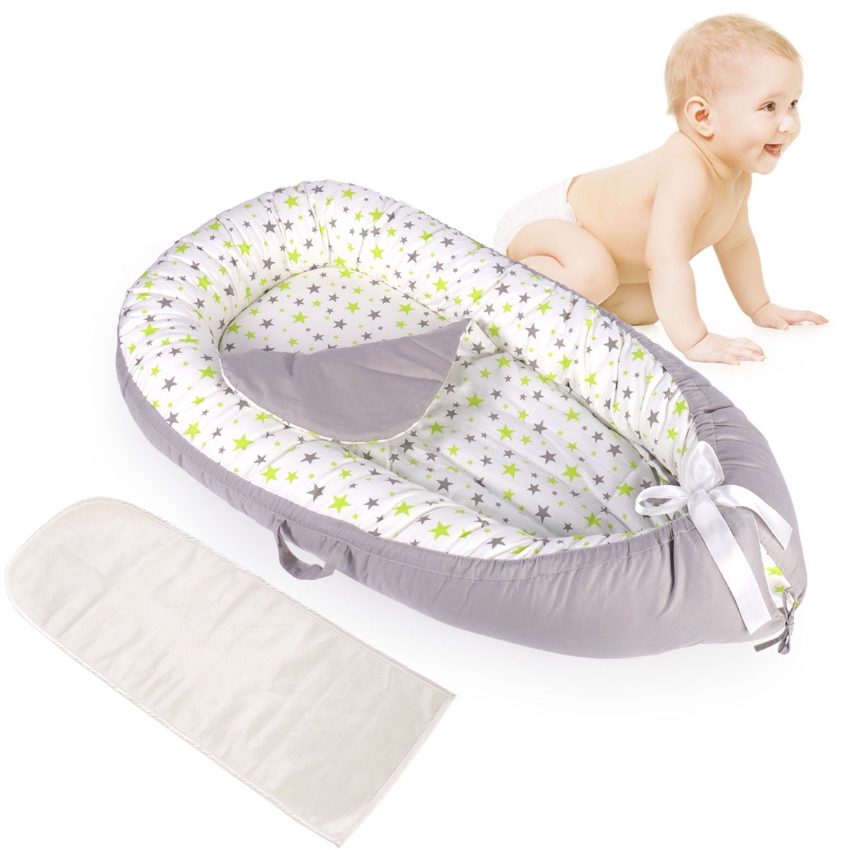 New born Baby Pod Nest mat Reversible Cocoon Bed Sleep Newborn Cushion Gift UK 