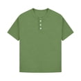thumbnail image 3 of ITSAME Boys Henley T-Shirts, Loose Fit Short Sleeve Comfort Breathable Summer Casual Fashion Tops Green Size 5, 3 of 7