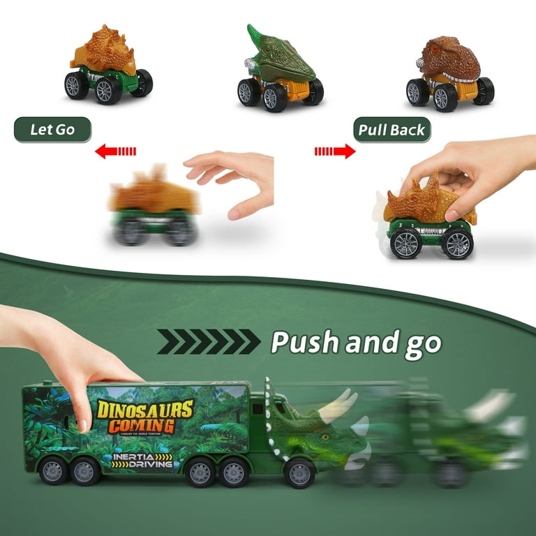 Monster Trucks - 2 Dinosaur Trucks + 2 Toy Dinosaurs