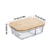 thumbnail image 3 of Contenedor de almacenamiento de alimentos de vidrio | Caja de almuerzo rectangular de vidrio borosilicato con tapa natural de madera y tabla de cortar | Sellado a prueba de fugas | Apto para, 3 of 6