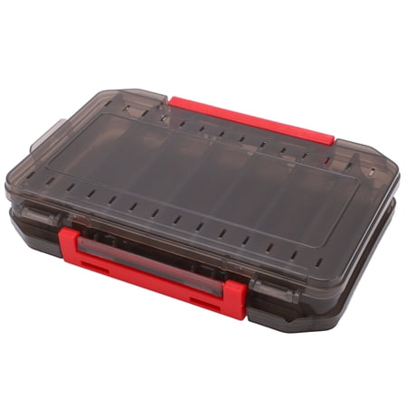 Xirurus Double Sided Fishing Lure Box Breathable Waterproof Bait Storage Container Anti-Lost with Handle for Sea Fishing Tackle Accessories (Gray 7.87 in / 20 cm)