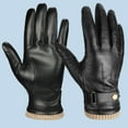 thumbnail image 2 of UJNDER Unisex 2025 Autumn Winter Solid Color Versatile Windproof Thick Cold Leather Gloves Black, 2 of 9