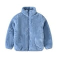 thumbnail image 3 of Grblisyd Girls Fleece Jacket Zip Up Oversized Jacket Windproof Stand Collar Sherpa Fleece Jacket Polar Fleece Winter Coat with Pockets Blue 7-8 Years, 3 of 6