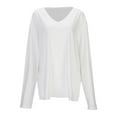 thumbnail image 6 of vigerkar Women's Solid Color V Neck T Shirts Long Sleeve Tees Casual Loose Fit Cotton Tunic Tops (White, XL), 6 of 6