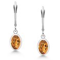 thumbnail image 2 of Gem Stone King 925 Sterling Silver Orange Red Madeira Citrine Drop Dangle Leverback Earrings for Women (2.20 Cttw, Gemstone, Oval 8X6MM), 2 of 4