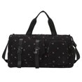 thumbnail image 2 of Corduroy Strawberry Travel Duffel Bag for Women Girls Large Weekender Bag with Shoe Compartment Wet Pocket Foldable Overnight Dance Gym Sports Bag (Black), 2 of 8