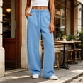 thumbnail image 3 of Inleife Women's Solid Barrel Wide Leg Sweatpant Drawstring Elastic Waisted Wide Leg Pants Casual Trousers With Pockets, 3 of 5