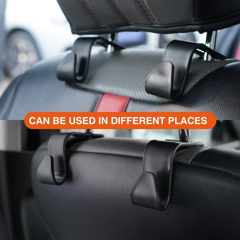 Pack Car Seat Hooks, Car Back Seat Headrest Hooks, Multi-functional Heavy  Duty (black)