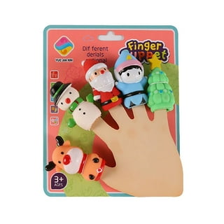 Mini Puppet Stand Set Entertainment Toys Decorations Wooden Plush Doll  Gifts Finger Puppets for Role Play Games Bookshelf Holiday Parties