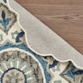 thumbnail image 4 of Laddha Home Designs 4' Ivory and Blue Edged Floral Hand Tufted Area Throw Rug, 4 of 7