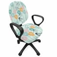 thumbnail image 1 of Spring Office Chair Slipcover, Creative Abstract Pattern with Flowers and Outline Birds Nostalgia, Protective Stretch Decorative Fabric Cover, Standard Size, Pale Blue Multicolor, by Ambesonne, 1 of 5