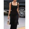 thumbnail image 5 of Women'S Summer Square Collar Sleeveless Tank Dress Sexy- Double Lined Bodycon Maxi Long Dresses Black M, 5 of 9