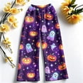 thumbnail image 5 of BFRGSIJ Halloween Lounge Pants for Women Soft Fleece Baggy Wide Leg Sleep Pajamas Spooky Season Festive Casual Fall Sleepwear S, 5 of 7