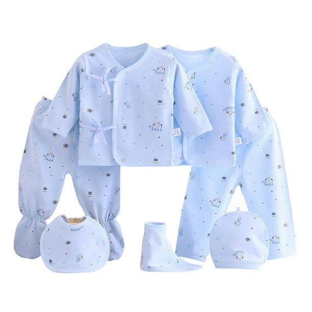 7x Newborn Body Suits Soft Clothes Set Hat Bib Scf Kids