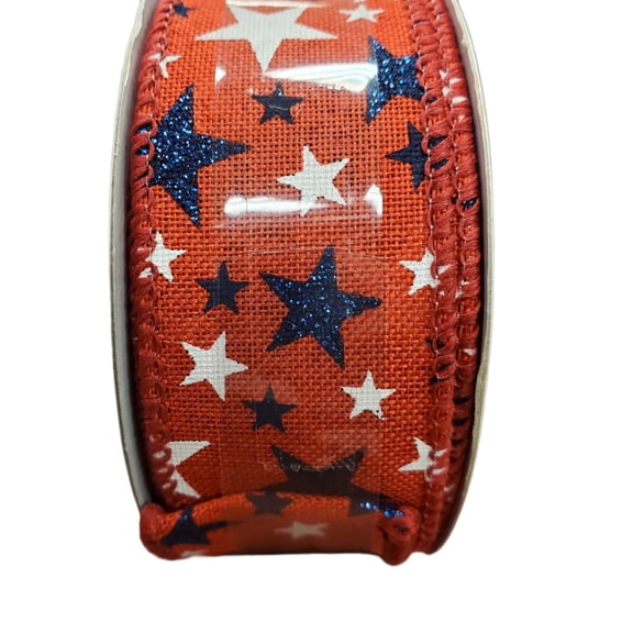 Ribbon, Wired, 1.5 in X 30 ft, Red White Blue Patriotic