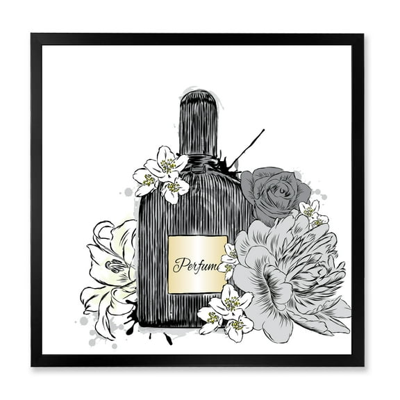 Designart 'Bouquet of Flowers and Perfume Bottle III' Traditional Framed Art Print