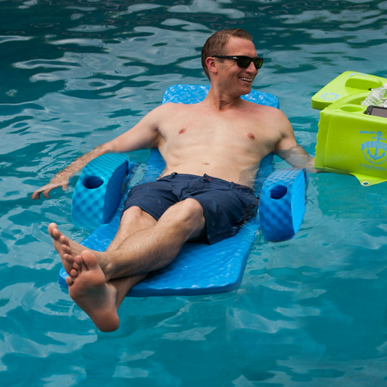 TRC Recreation Folding Baja II Portable Pool Float Lounger, Marina Blue