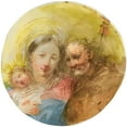 thumbnail image 2 of Giuseppe Bernardino Bison 12x12 Gold Ornate Wood Frame and Double Matted Museum Art Print Titled - The Holy Family, 2 of 4