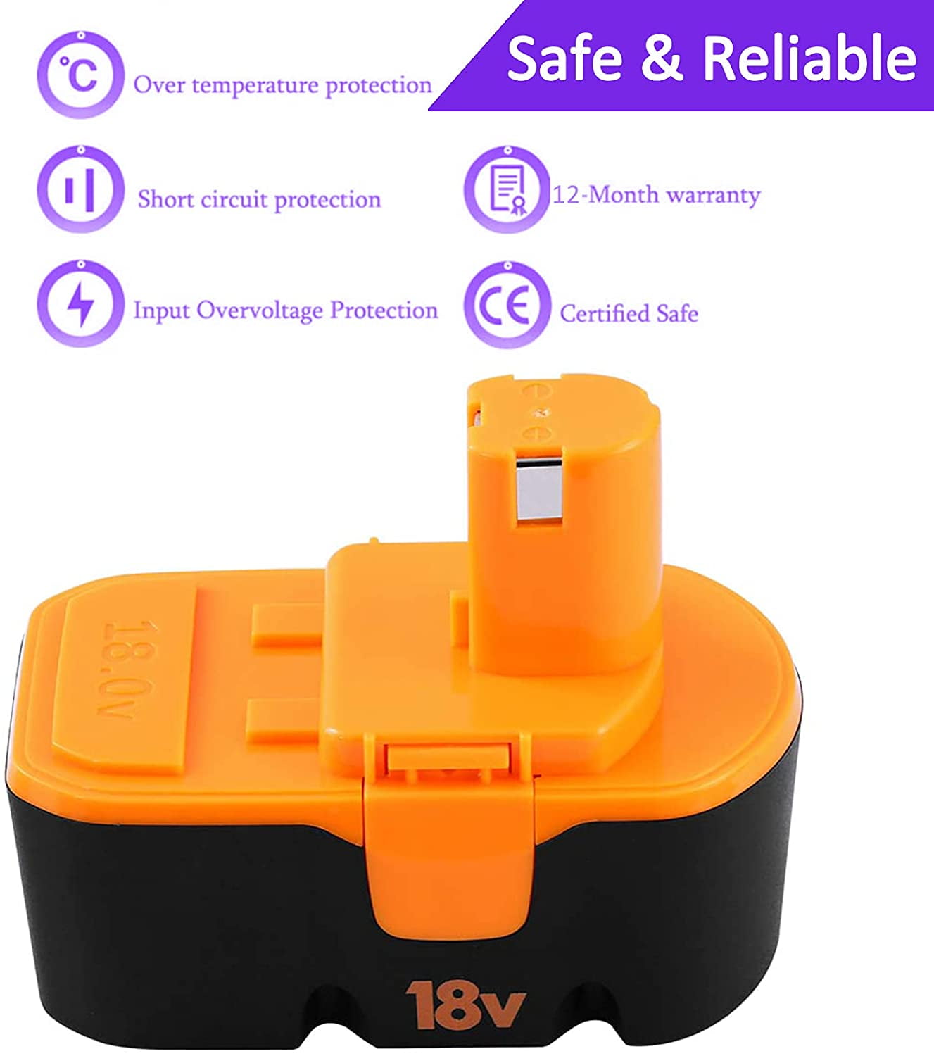 [Upgraded 3.6Ah] P100 Ni-Mh Replacement for Ryobi 18V Battery P101 ABP1801 ABP1803 BPP1820 1322401 1400672 1323303 130255004 130224007 130224028 130224054 Compatible with Ryobi One+ Tools 2 Pack