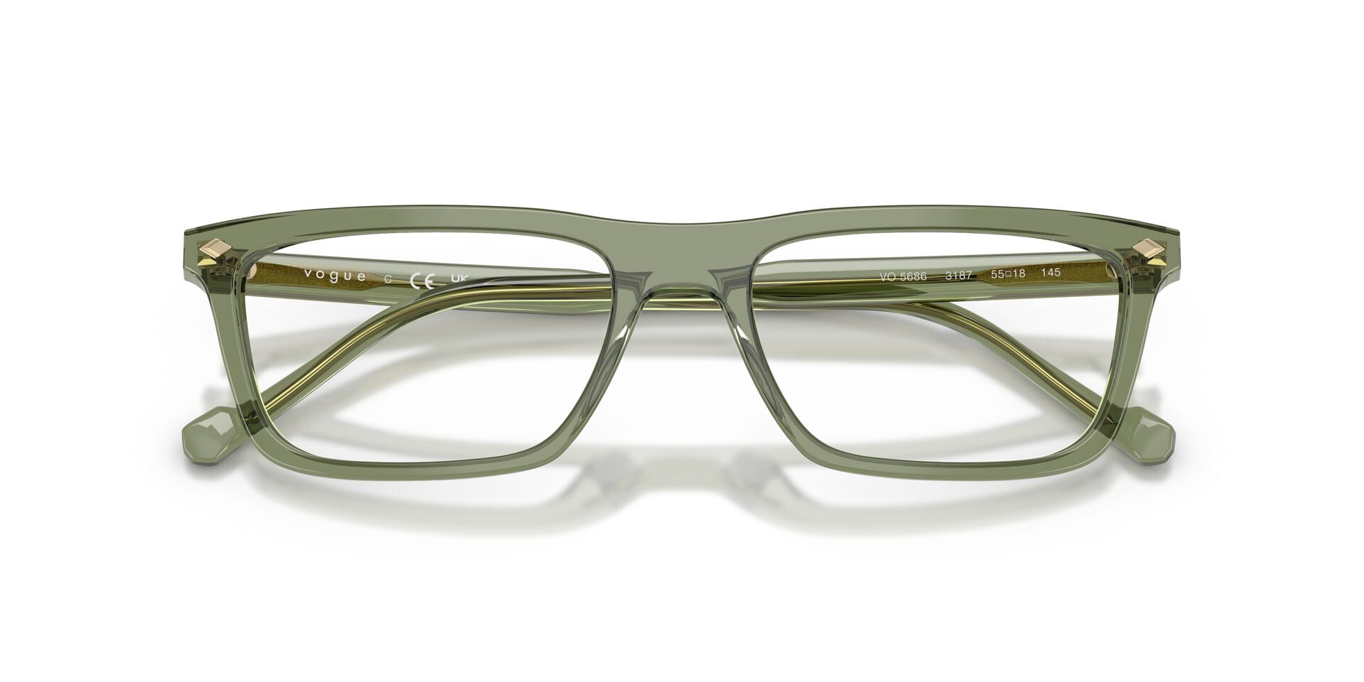 Vogue VO5686 Unisex Transparent Green Acetate Eyeglasses, 55mm