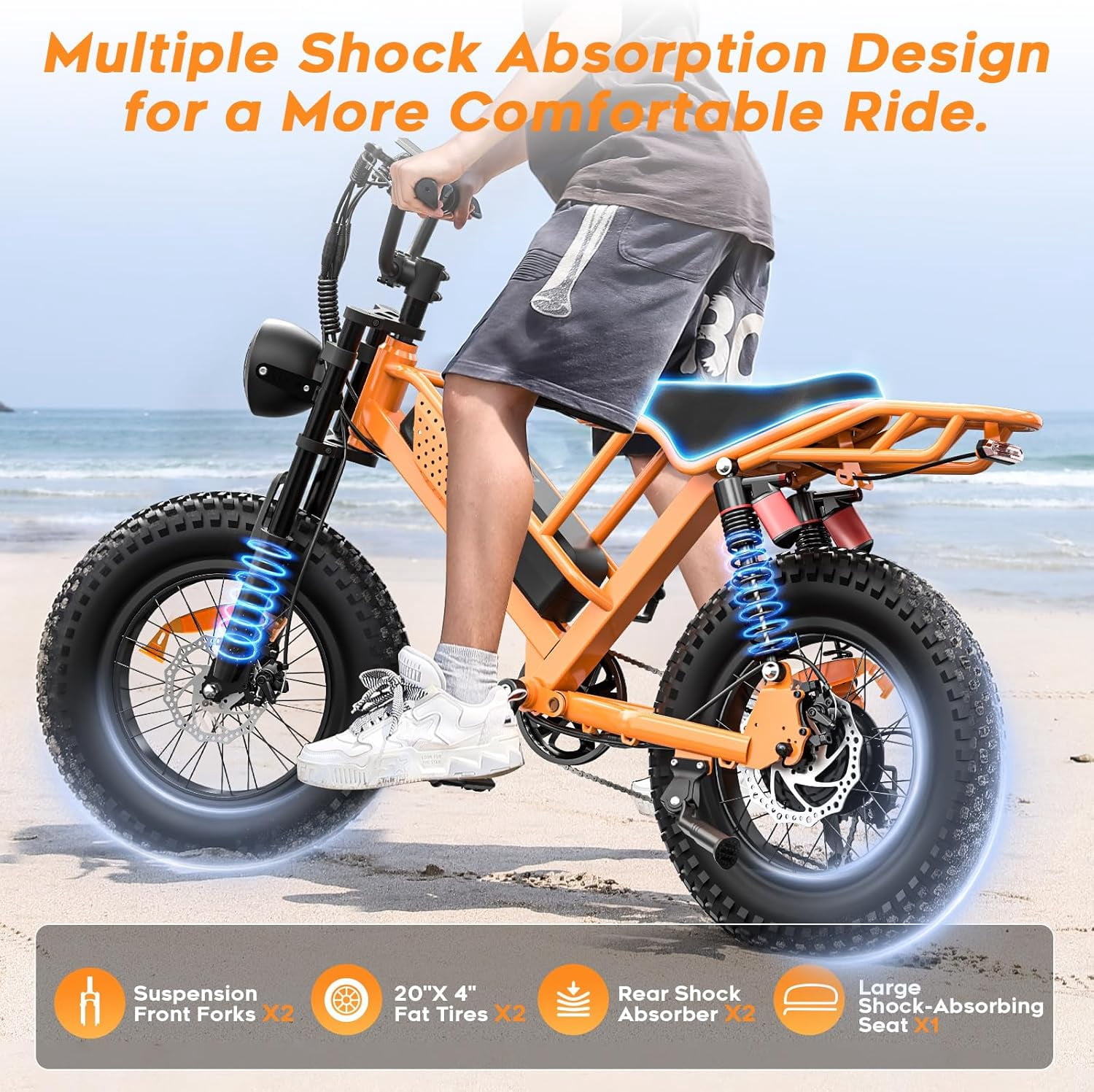 Spacewalk Electric Bike for Adult,20"x4"Fat Tires Ebike,Suitable for Riders 5'5"& Above,750W Motor,24.9mph,48V 15Ah
