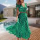 thumbnail image 1 of Falda Larga Superior Casual Traje de falda de 2 piezas con mangas con volantes Traje de diario para damas con cuello en V profundo (Verde XL) Cgtredaw para Mujer Verde T L, 1 of 6