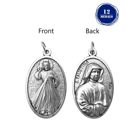 Pack of 12 Saints Medals in oxidized silver made in Italy 1.5" x 1.0"