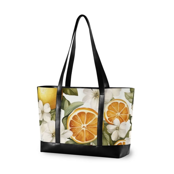 FORMRS Canvas Laptop Tote Bag for Women with 15.6" Computer Compartments Shoulder Handbag, Oranges Watercolor